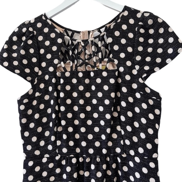 Anthropologie Maeve EUC Sz 4 Black & White Polka Dots Fit & Flare Dress (0535) - Picture 5 of 13